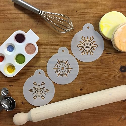 Miniatura 5 de Designer Stencils Pequeños copos de nieve de cristal, 3 plantillas de galletas, beigesemitransparente