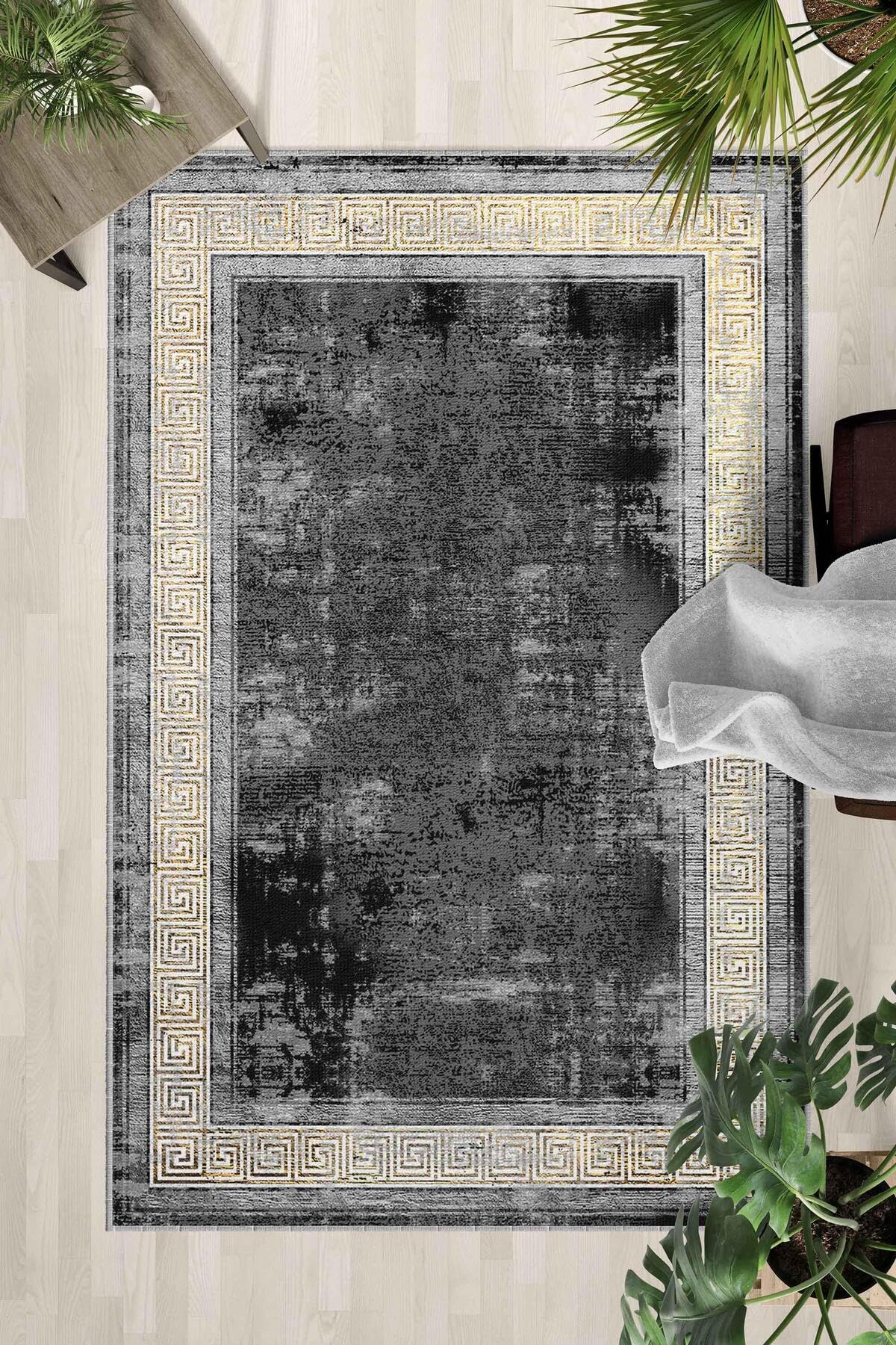 Monnhein Çok Renkli Halı 0018 - Yıkanabilir, Kaymaz Taban, Dijital Baskılı, Leke Tutmaz, İnce Hav, Modern Salon, Oturma Odası, Yatak Odası ve Mutfak için Dekoratif Halı
