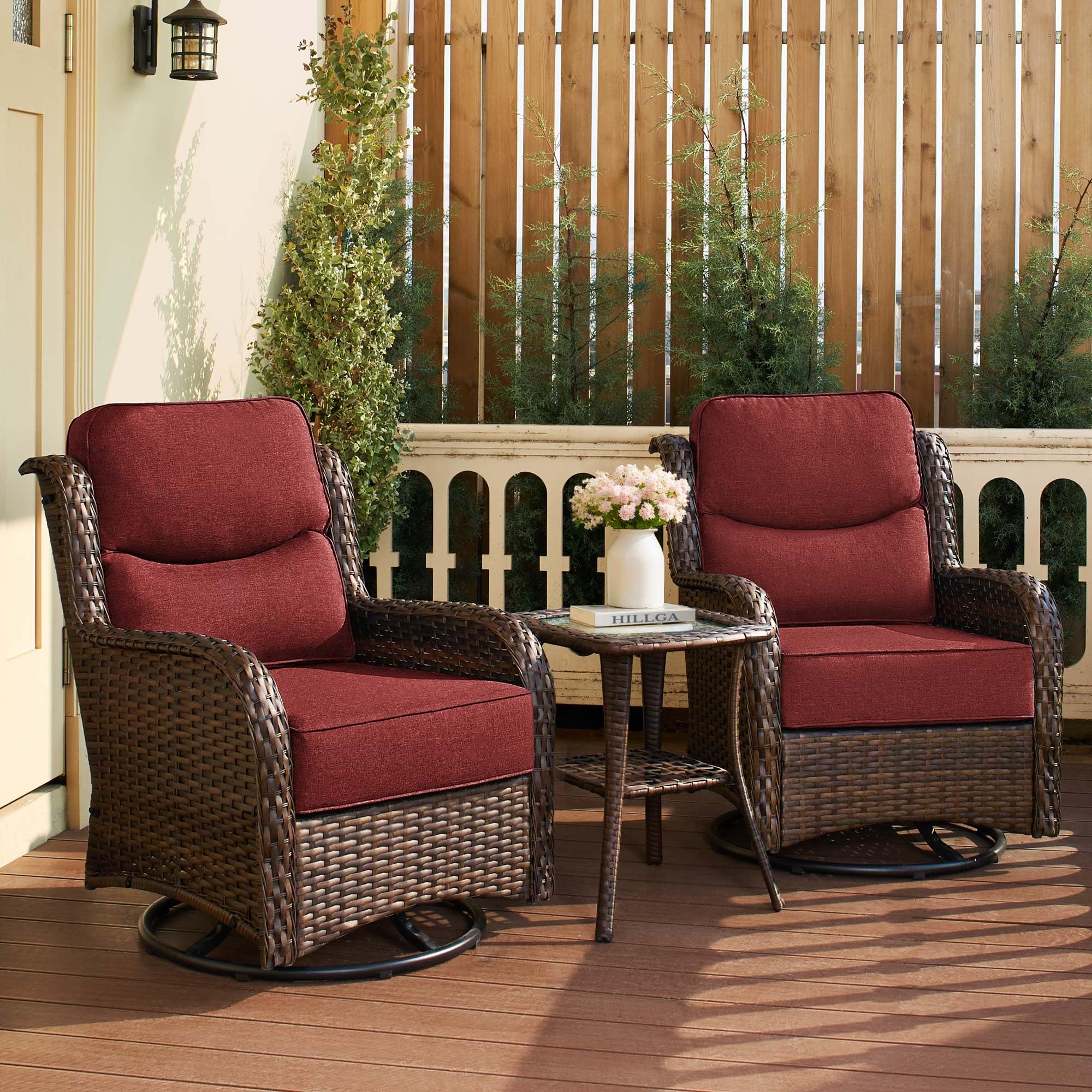 HILLGA Luxury Outdoor Patio Furniture Set with 6-Inch Thick Cushions