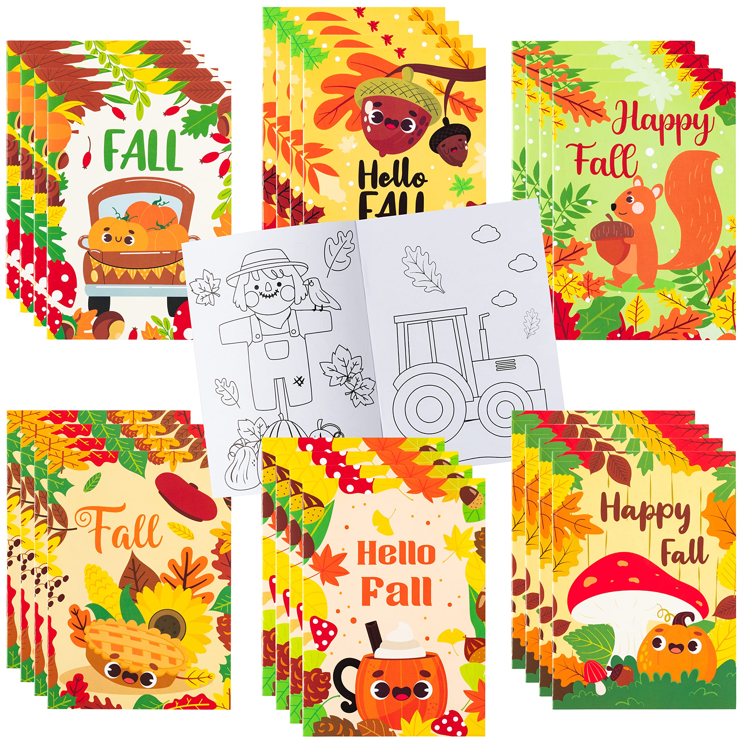 X1zuue 24Pcs Fall Coloring Books for Kids Bulk Autumn Mini Coloring Booklet DIY Art Drawing Book with Squirrel Pumpkin for Toddlers Halloween Thanksgiving Birthday Party Favors Goodie Bag Filler