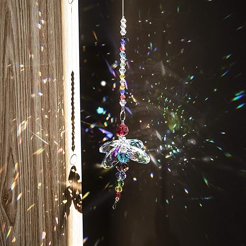 Miniatura 4 de Colgante de libélula colgante y 3 atrapasoles de mal de ojo con bolas de prisma de cristal, decoración para colgar en la ventana