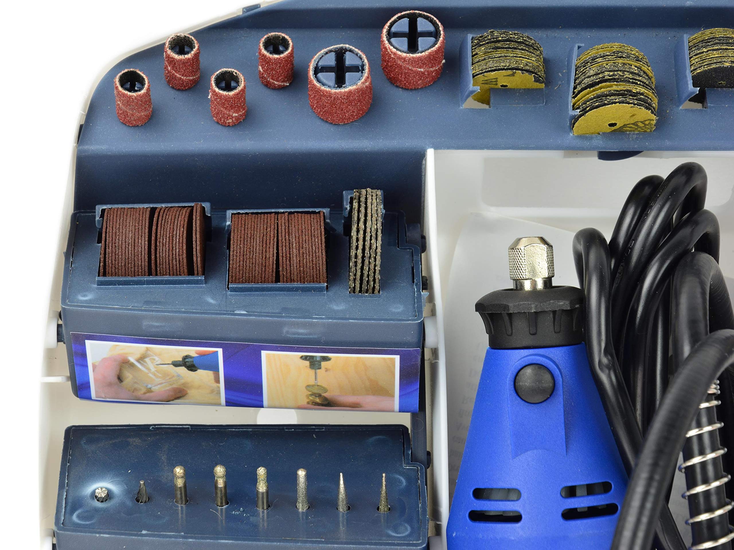 BSD Herramienta Multifunción, Mini Amoladora Eléctrica, Herramienta Rotativa con Accesorios - 300 piezas - 270W, 8000-32500 RPM