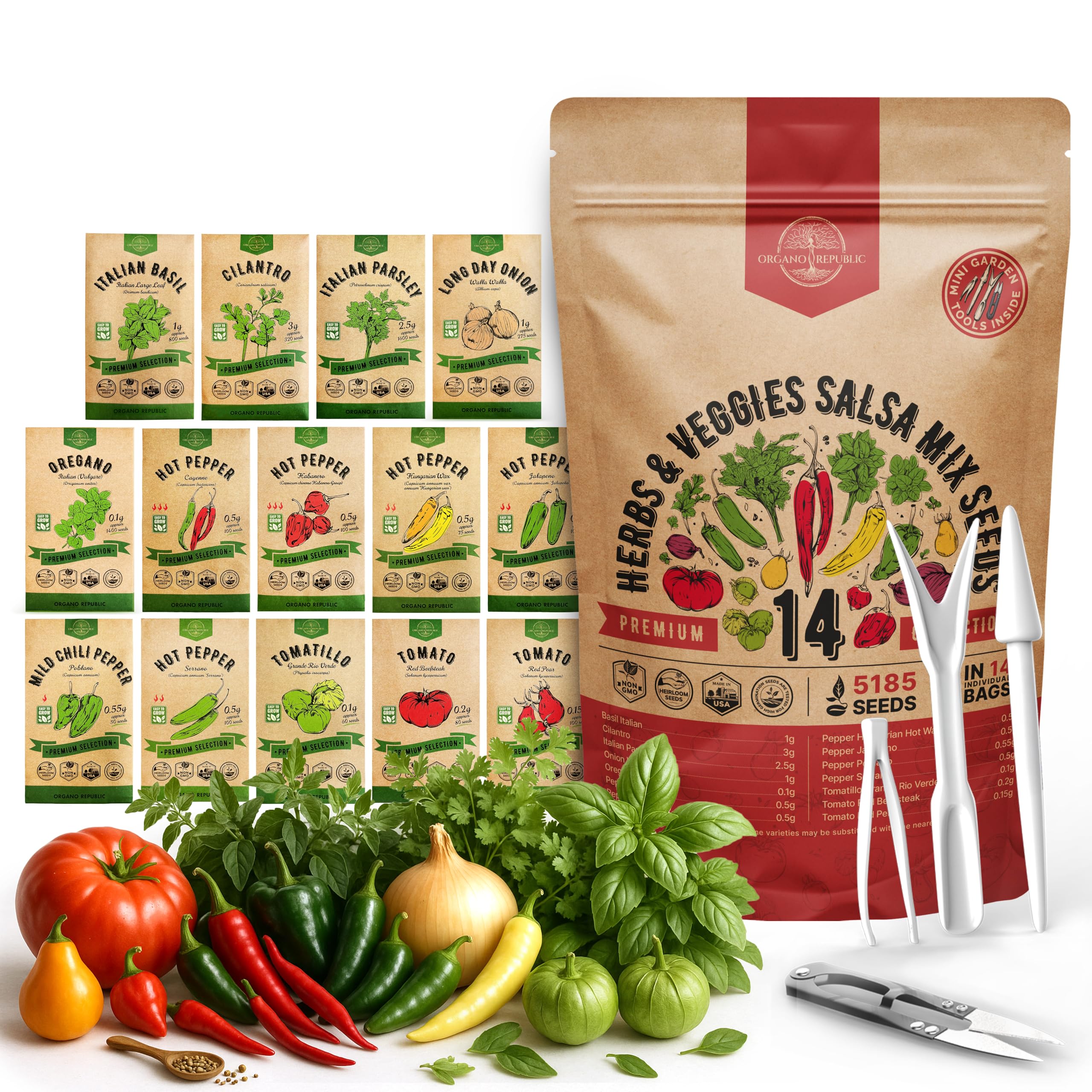 Organo Republic 14-Variety Salsa Mix Seeds
