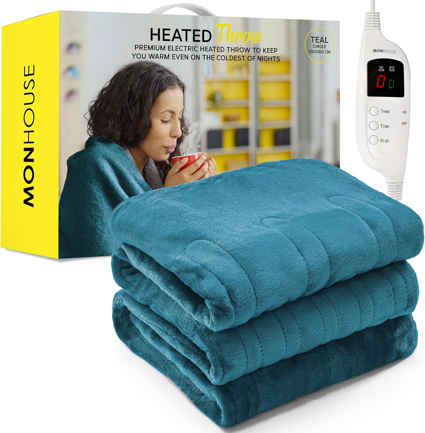 MONHOUSE Heated Throw Electric Blanket Digital Controller Timer