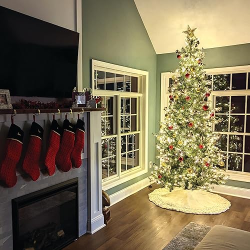 Miniatura 83 de Fraser Hill Farm Árbol de Navidad artificial flocado de abeto búfalo de 6.5 pies con doble luces LED multicolor y blanco cálido y soporte, árbol LED