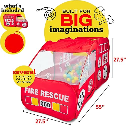 Miniatura 2 de Kiddey Tienda de campaña de juegos de camión de bomberos para niños, tiendas de campaña de camiones de bomberos con sirenas y botón de sonido de