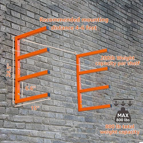 Miniatura 2 de YYR Organizador de madera y estante de almacenamiento de madera, estante de metal resistente con 4 niveles que soporta hasta 800 libras, uso en