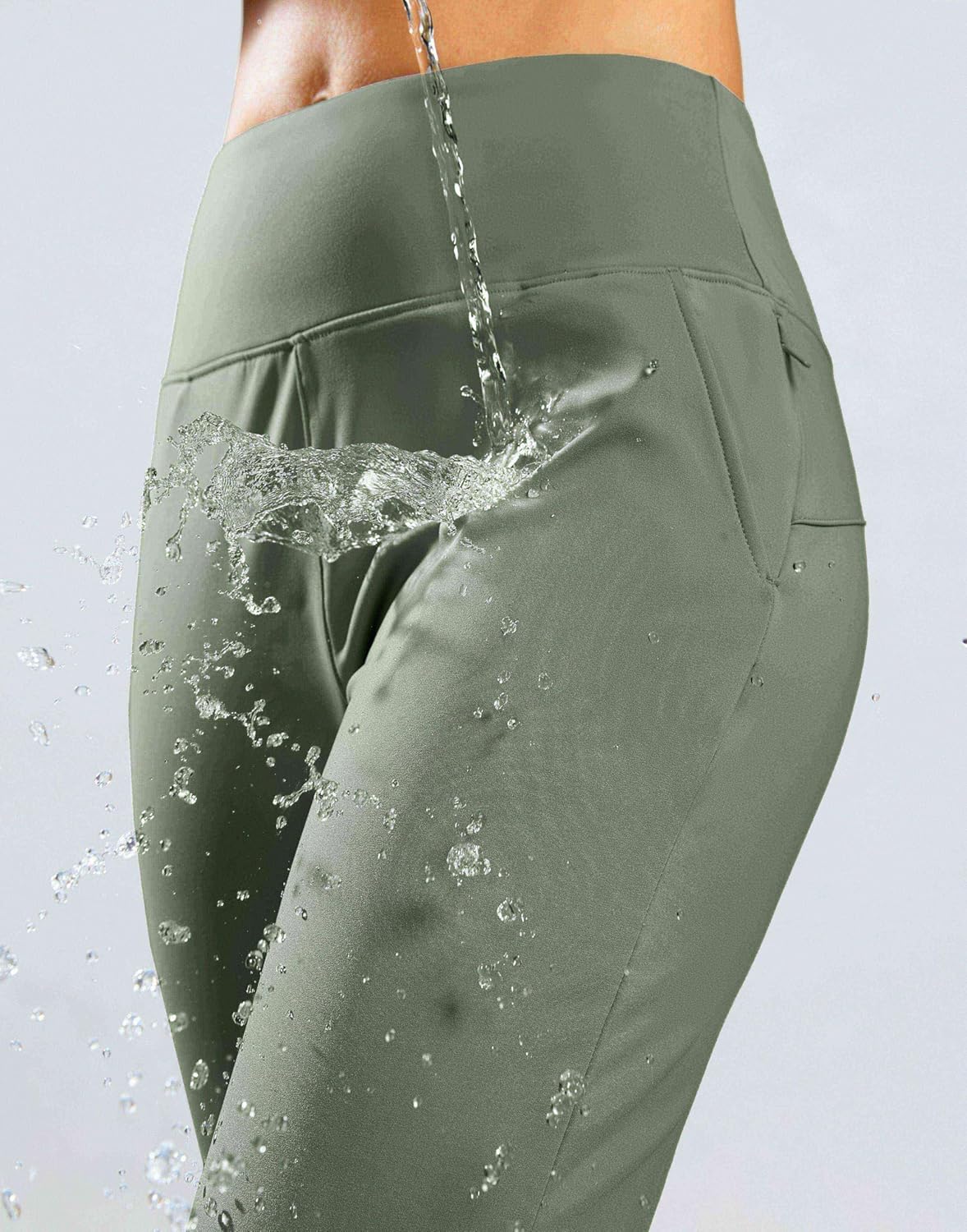 SANTINY Women's Fleece Lined Joggers Water Resistant High Waisted Thermal Sweatpants Winter Pants Hiking Running Pockets - Image 4