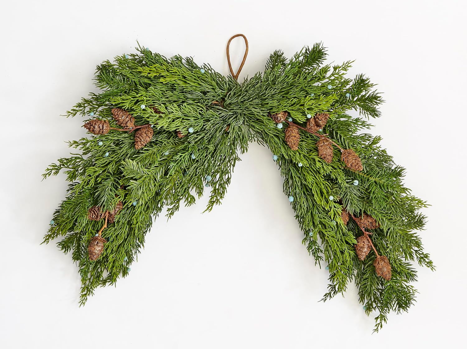 21" Christmas Artificial Evergreen Pine Juniper with Seed Cone Swag
