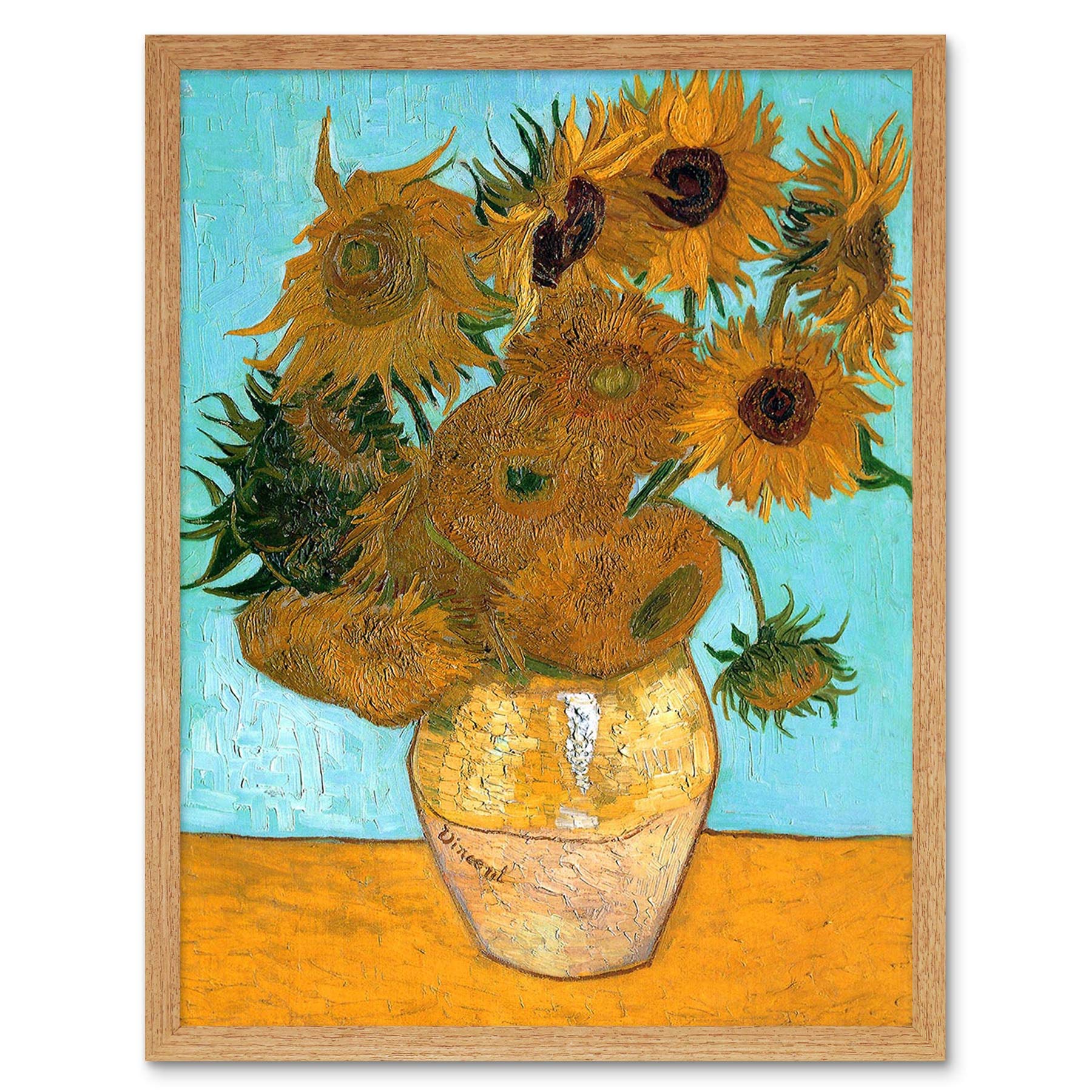 Wee Blue Coo Vincent Van Gogh Still Life Vase With Twelve Sunflowers Old Art Print Framed Poster Wall Decor 12X16 Inch