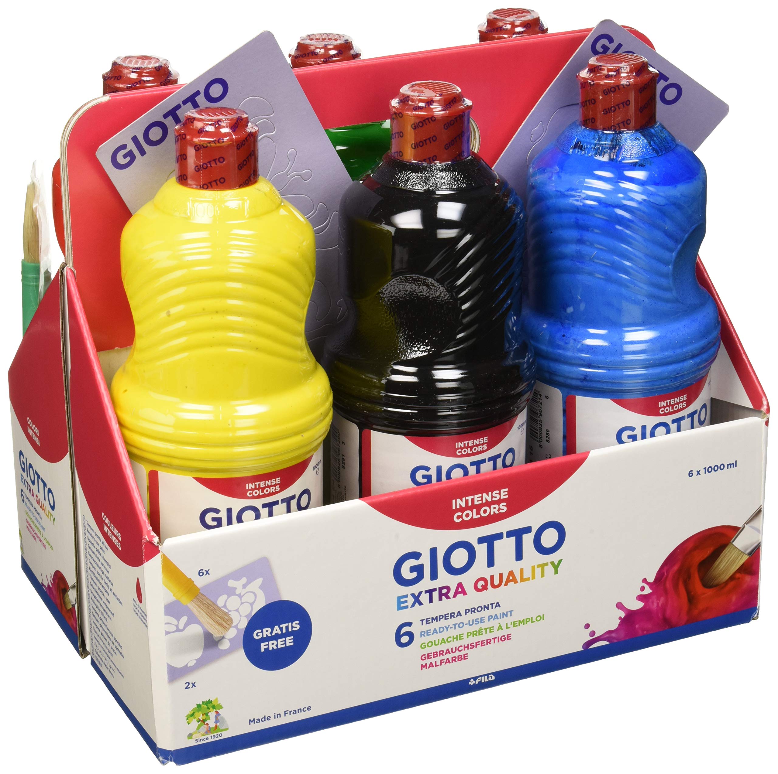 Giotto F534600 - Tempera, Assortimento, 6 Flaconi da 1L