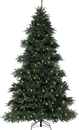 Miniatura 80 de Naomi Home Árbol de Navidad nórdico de 7.5 pies con luces, árbol de Navidad realista y encantador preiluminado con 1266 puntas de rama, 700 luces