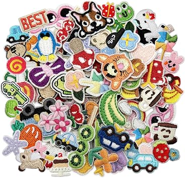 67 Pcs Small Iron On Patches Random Assorted Embroidered Applique Sew On Mini Cartoon Patches for Kids Clothes Fabric Crafts Clothing Jeans Hats Jackets Backpacks Bags for Children Toddler