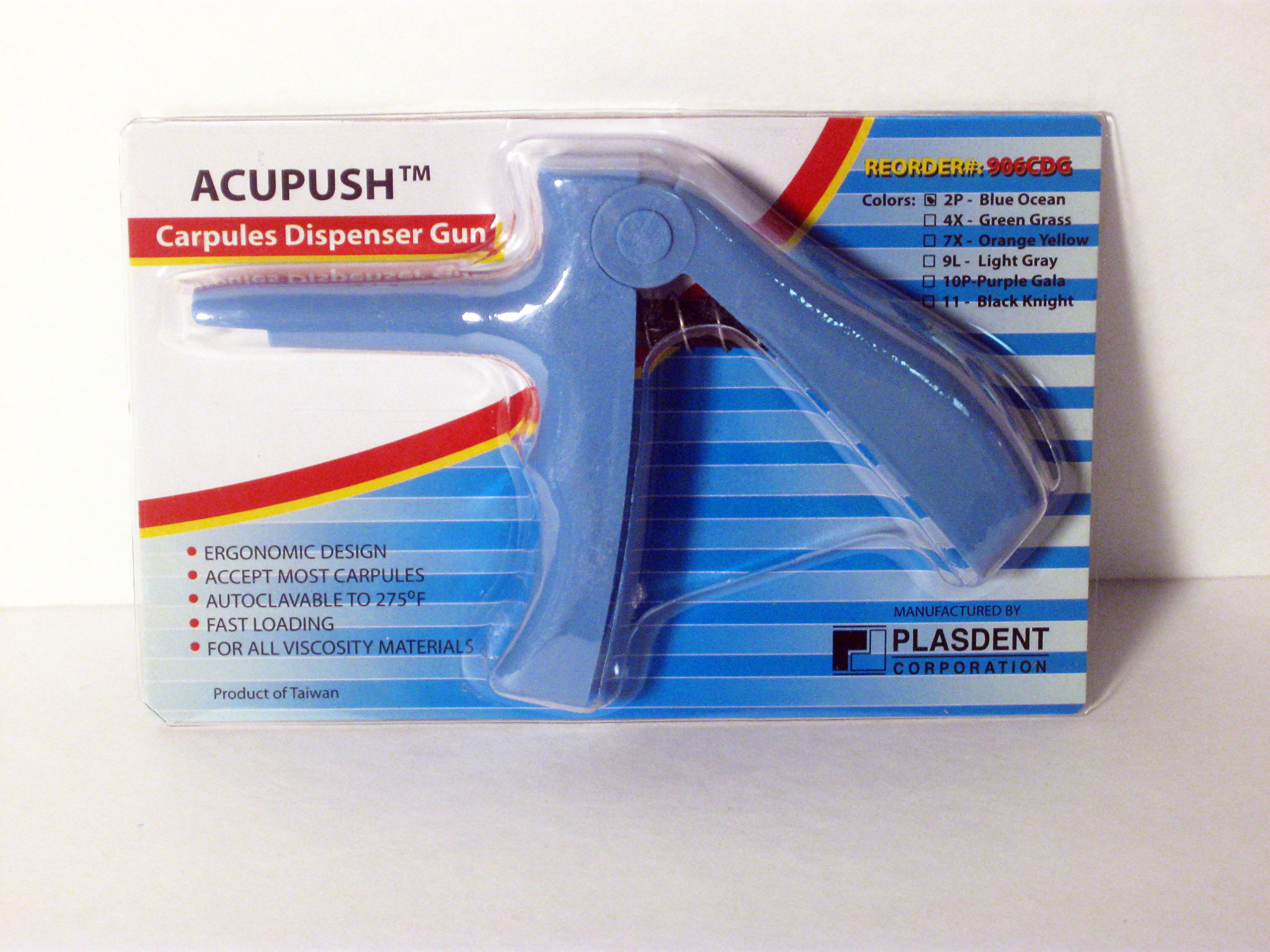 Plasdent 906CDG-2P Acupush - Carpule Dispensing Gun Blue Ocean in Color 1/pk