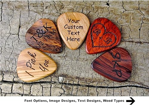 Miniatura 5 de Custom Wood Guitar Pick - Handmade Wood Guitar Pick - Engraved Wooden Guitar Pick- Personalized Wood Guitar Pick - 1 Wood Guitar Pick