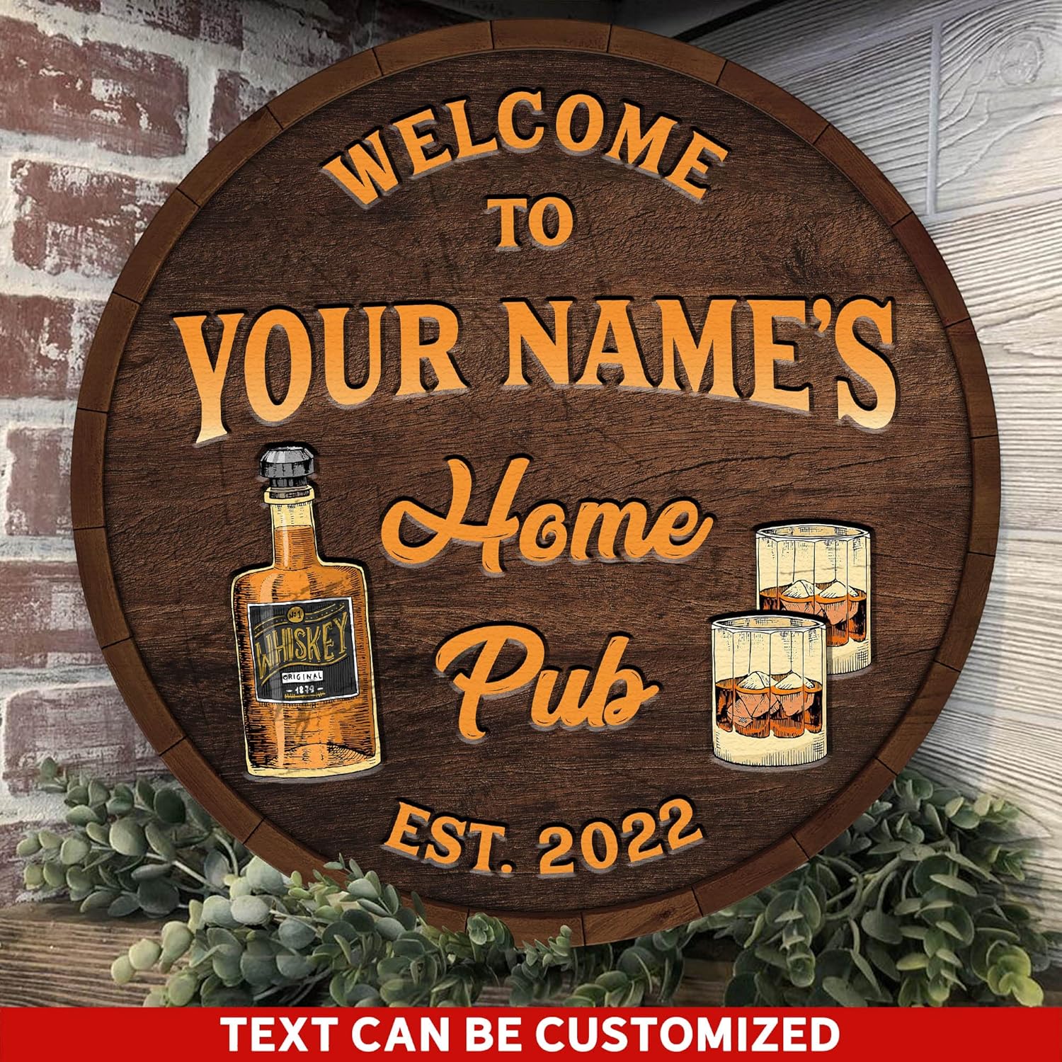 Artsy Woodsy Custom Welcome To Our Bar Printed Wood Sign 12" 18", Basement Bar Decor, Home Pub Tasting Room Saloon Man Cave Tavern Backyard Bar & Grill Irish Pub Tiki Bar Bourbon Bar Whiskey Pub (04)
