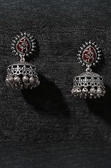 Oxidised Earrings for Women Anti Tarnish Silver Tone Traditional Ethnic Stud Earrings Casual Festive Jewellery Women’s Day Gift for Her Daily Styling Statement Jewellery
