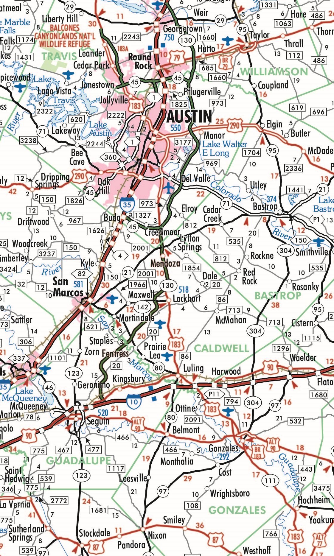 Texas Executive Wall Map - Laminated 42w x 39h - Image 2