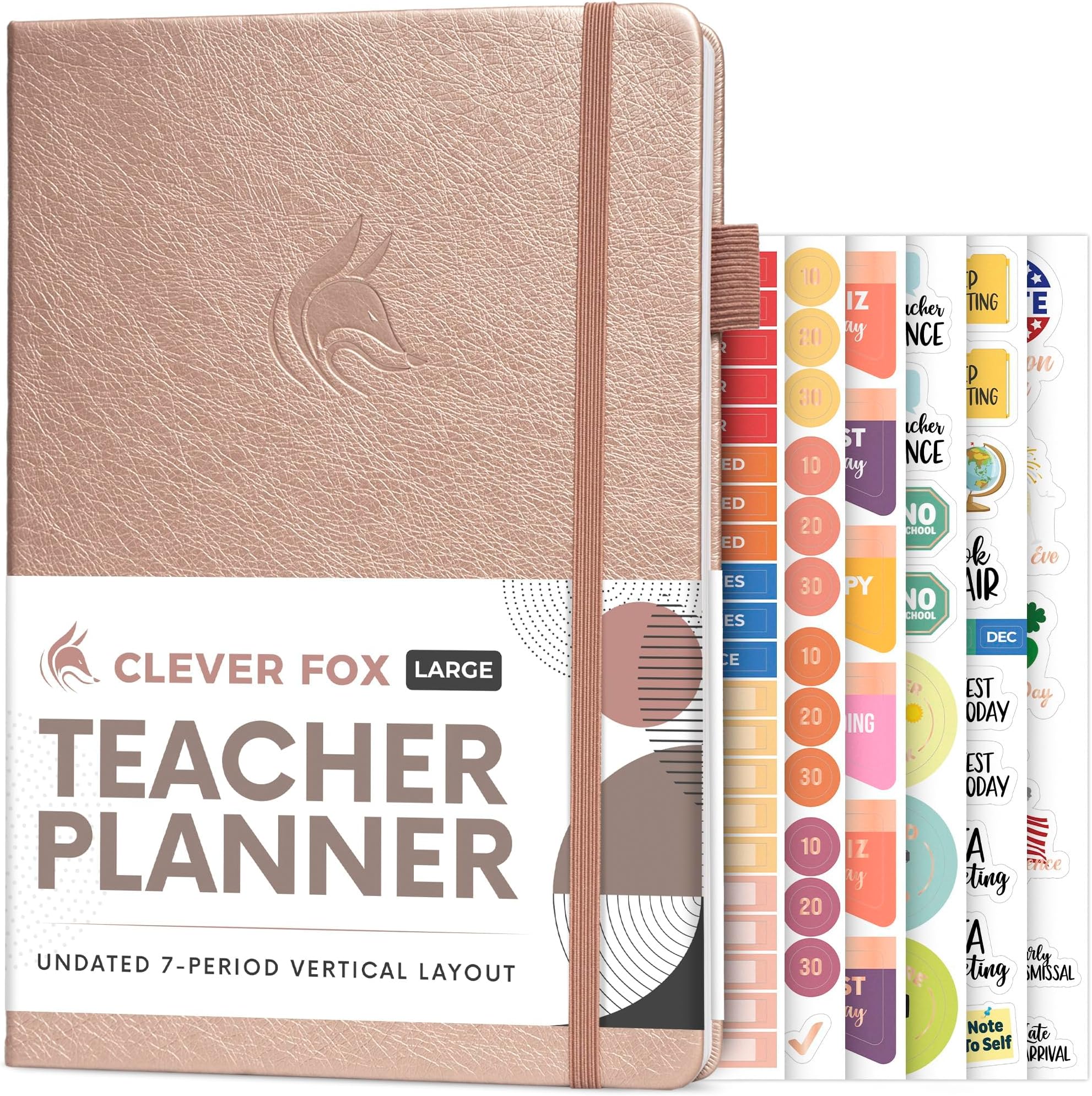 Clever Fox Teacher Planner – School Year Planner with Calendars & Lesson Plans – Teacher Plan Book for Classroom & Homeschool Organization - Undated, 7x10″, Hardcover (Rose Gold)