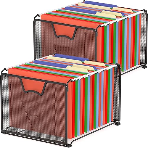 Simple Houseware Organizador de carpetas de archivos colgantes de malla, 15.25 pulgadas de profundidad x 12.75 pulgadas de ancho, 2 paquetes, color