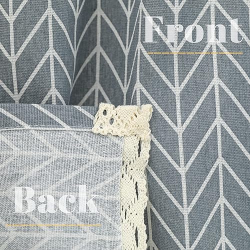 Miniatura 4 de Moslovstar Cortina de lino y algodón de 27.5 pulgadas de largo, elegante cortina corta de encaje con flechas blancas para tratamiento de ventana de