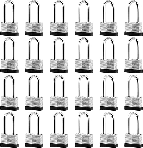 Miniatura 10 de Paquete de 24 llaves de candados de acero laminado iguales, 1-34 pulgadas de ancho, juego de candados de almohadilla resistente con las mismas llaves