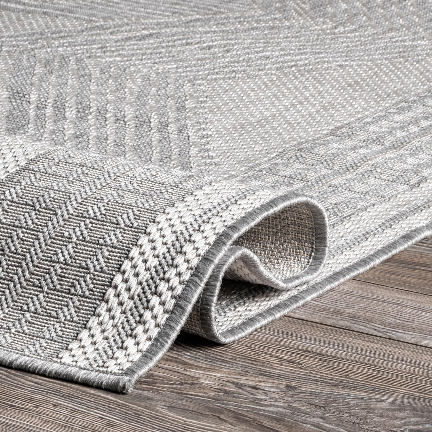 Nuloom Ranya Light Grey/Ivory, 2' x 6', Tribal Geometric, Soft and Cozy, High Traffic, Stain Resistant, Easy Clean, Durable Runner for Indoor/Outdoor Patio, Deck, Porch, Garden, Courtyard