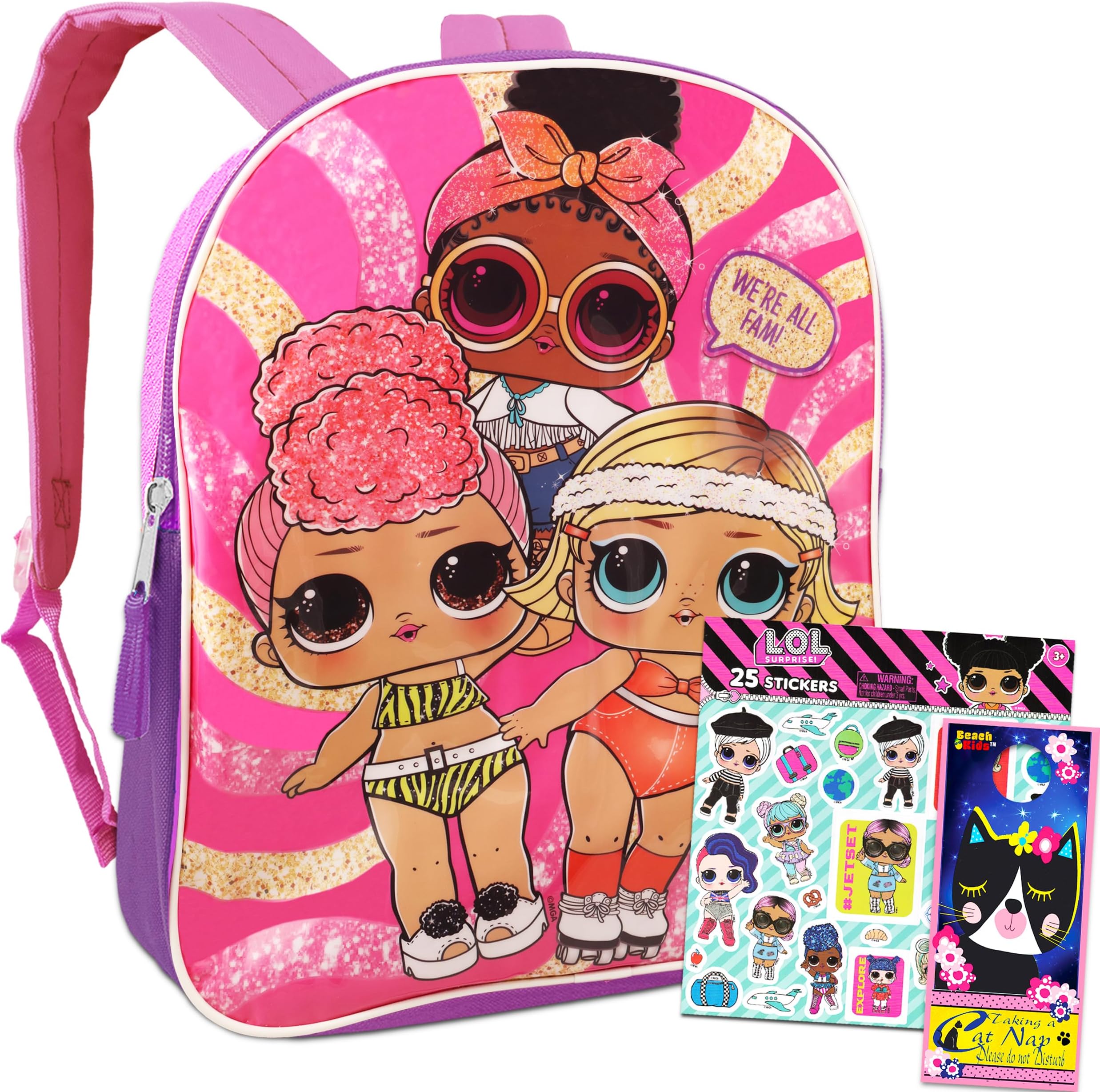 Fast Forward LOL Dolls Backpack with Lunch Box Set Bundle