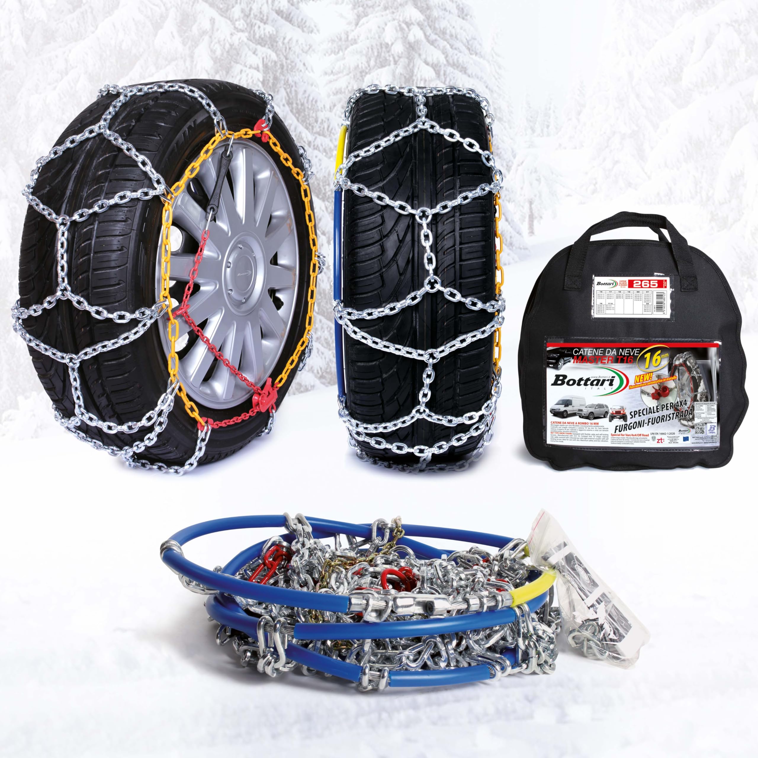 Bottari 68012: Schneeketten "Master", 16 mm, Größe 265, ÖNORM, für SUVs, busse, transporter und wohnmobile