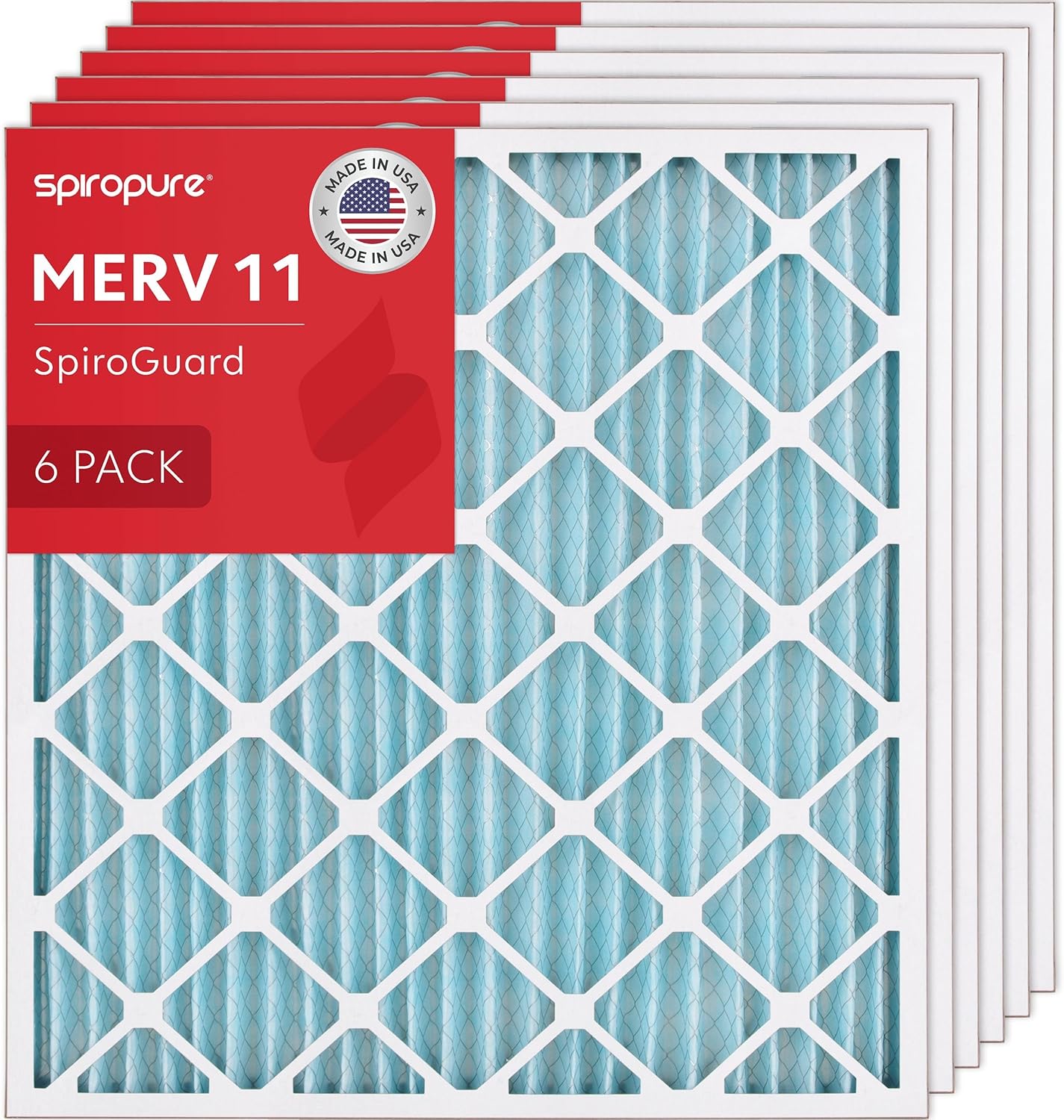 SpiroPure 30X32X2 MERV 11 Geothermal Air Filters - Made in USA (6 Pack)
