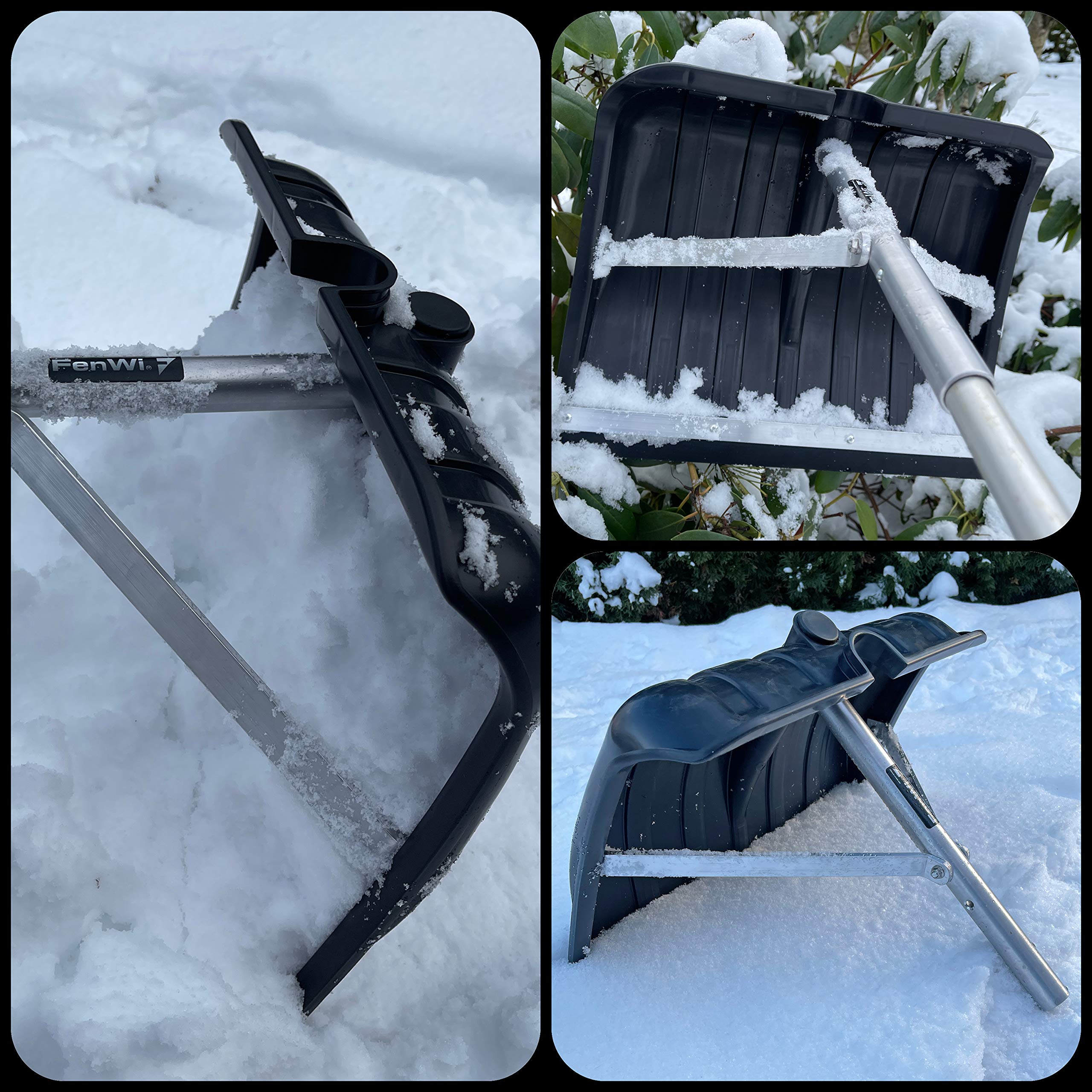 FenWi Schneeräumer als Zubehör Anbaugerät für Teleskopstange I Schneeschaufel I Photovoltaik I Dachräumer zur Schnee-Entfernung mit Gummileiste als Oberflächenschutz