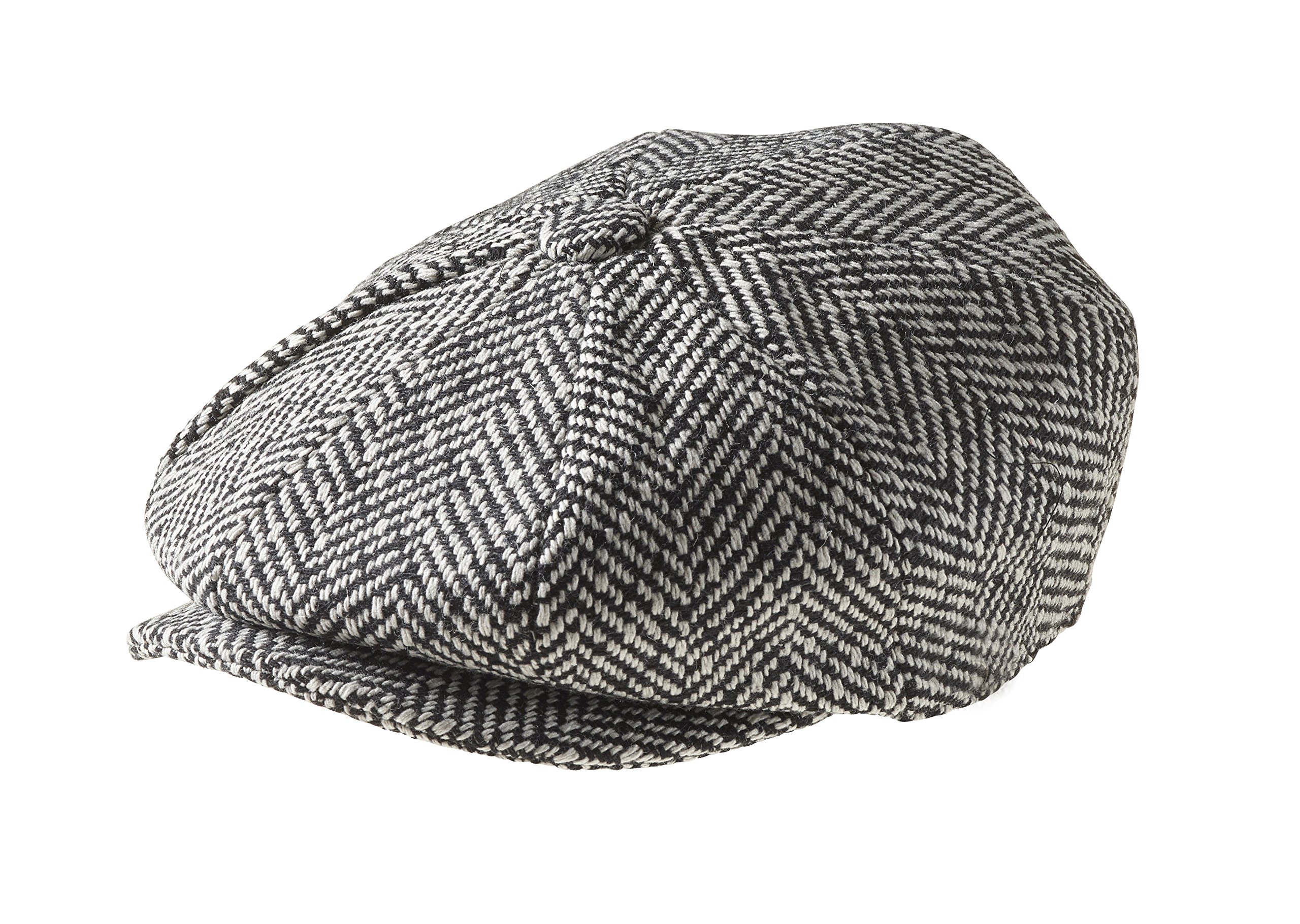 Peaky Blinders Men's Black Humbug 8 Piece 'Newsboy' Style Flat Cap - Wool X Large (61Cm),