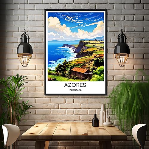 Miniatura 1 de Póster de viaje de Azores Impresión de viaje Azores Impresión de la isla de las Azores Viajes Azores Arte de pared Azores Pintura Azores Portugal