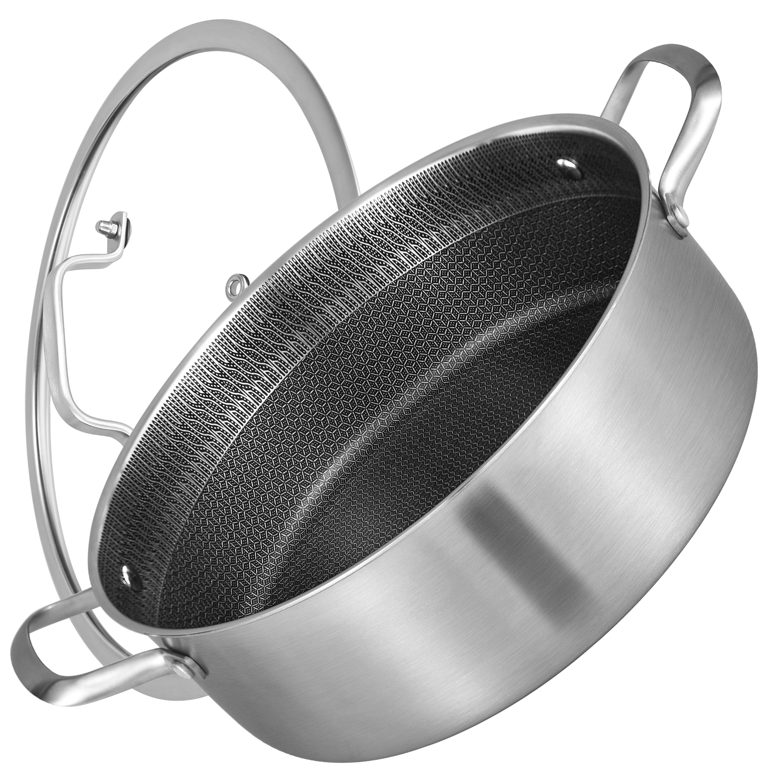 LOLYKITCH Sauteuse 28 cm avec couvercle, 5 litres, structure en nid