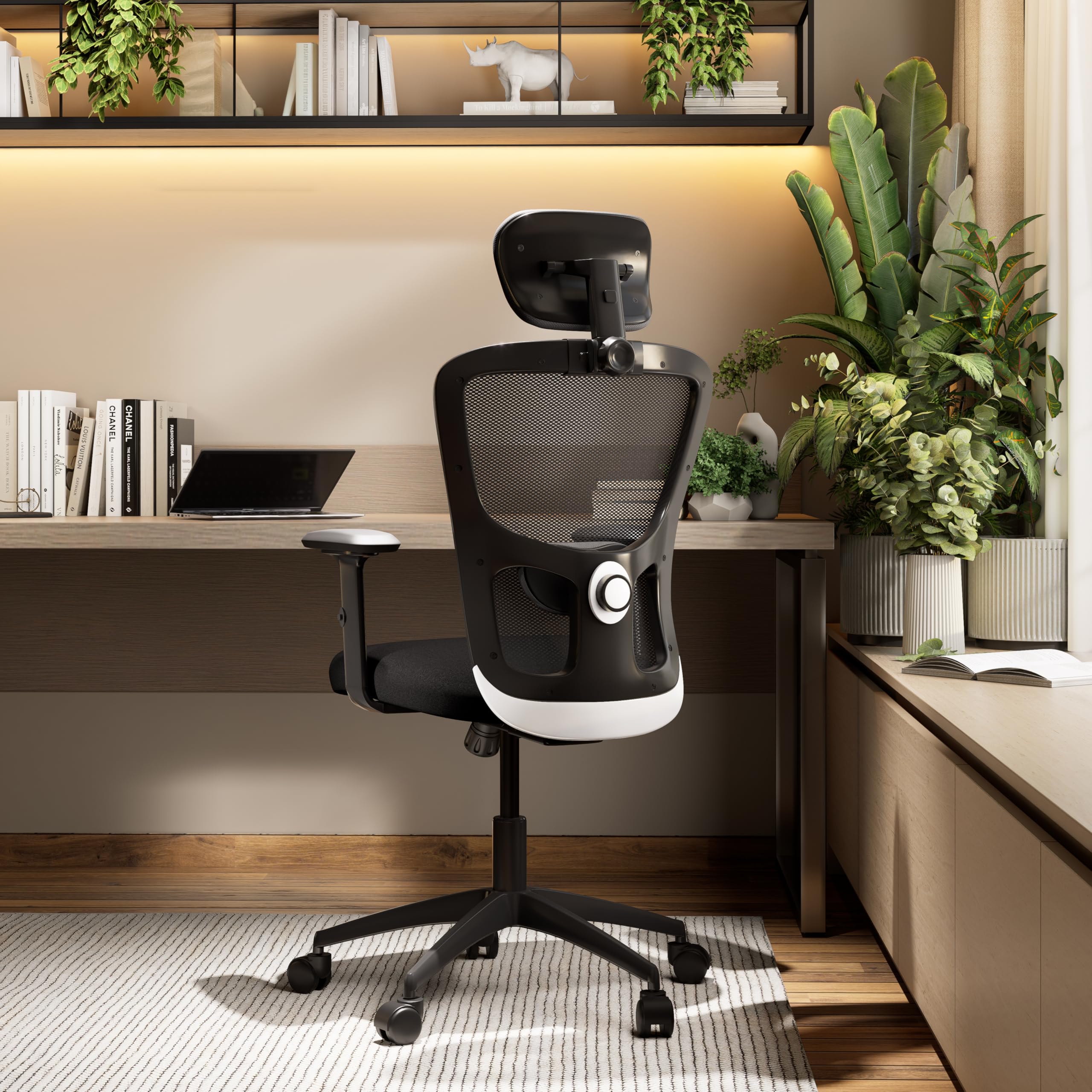 Wakefit Albus Ergonomic Office Chair for Work | 3 Year Warranty | Multi-Lock Seat Slider and Recline | Soft Armrest with 3D Adjustability| Strong Nylon Base | 8+ Hours of Comfort | Black