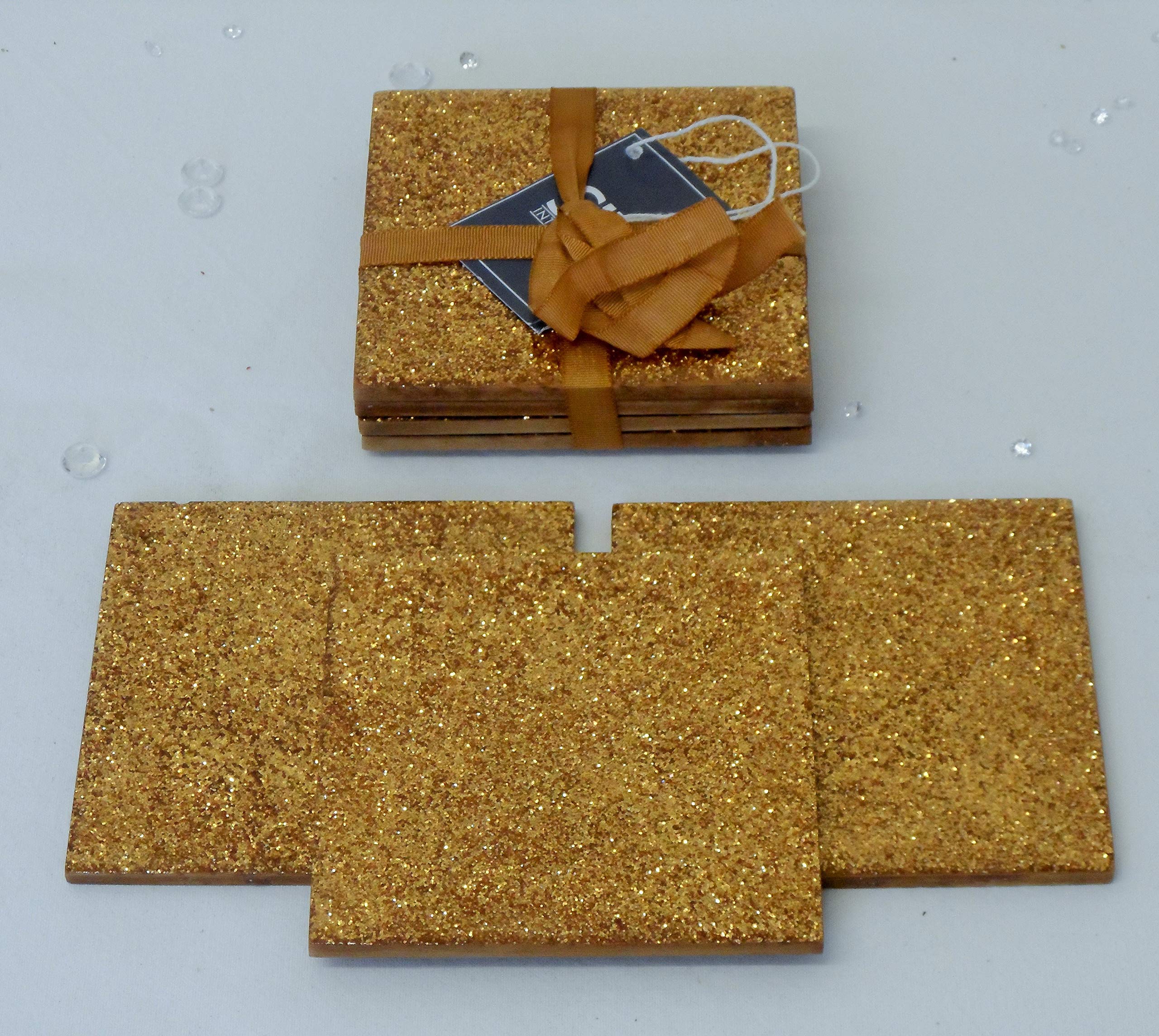 Gold Round or Square Glitter Coasters (Square)