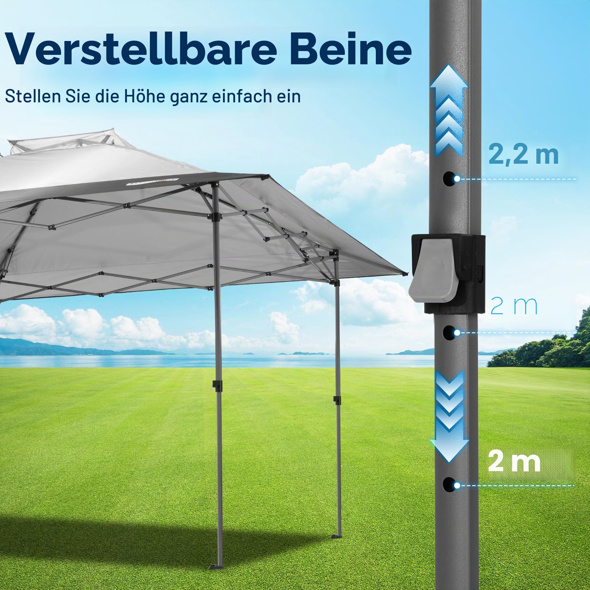 VIVOHOME Pavillon Doppelschichtdach für Terrasse Garten Hinterhof 4 x 4 m, Grau