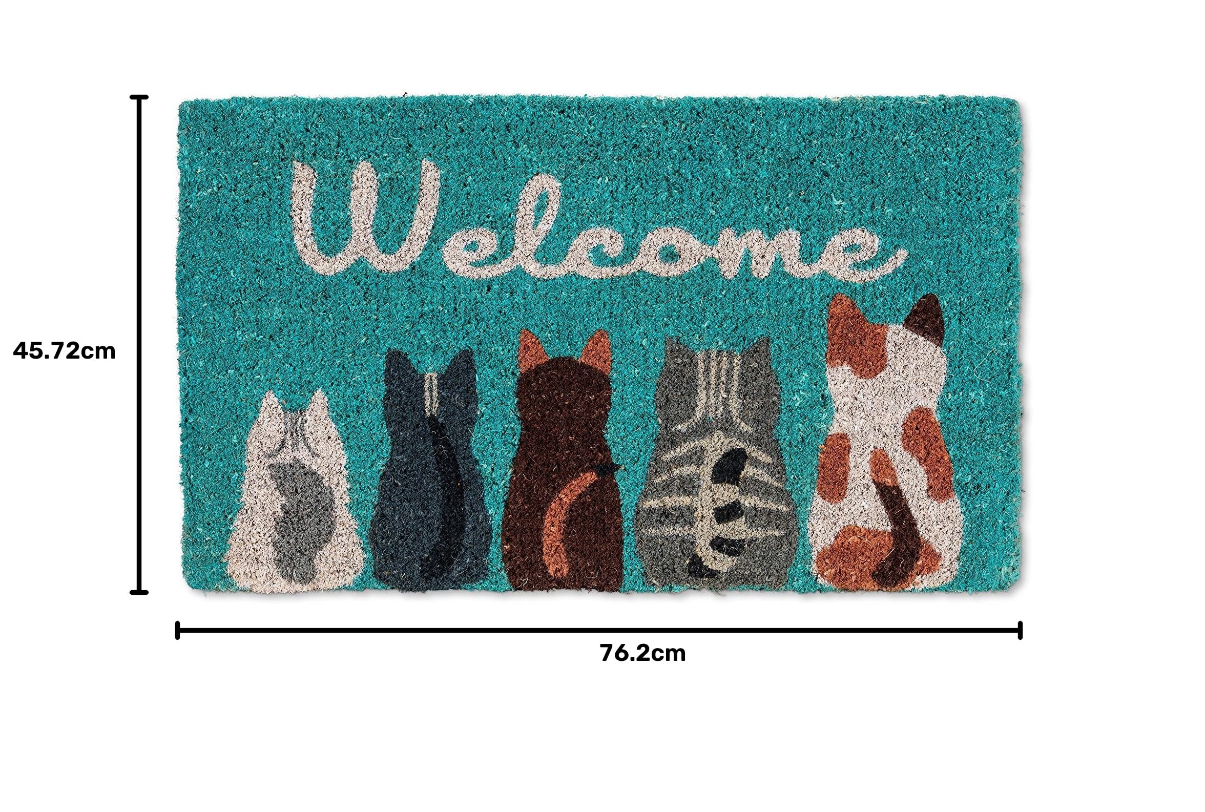 Abbott Collection - Zerbino 18 x 30 l, fibra di coir, motivo: gatti di benvenuto