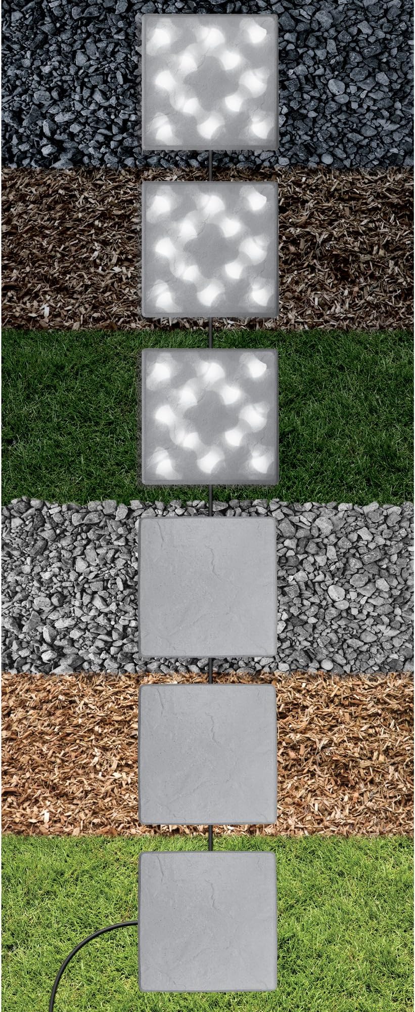 7264110 Glowing Accents LED Stepping Stones Low Voltage Starter Kit, 6 Pack, Slate.