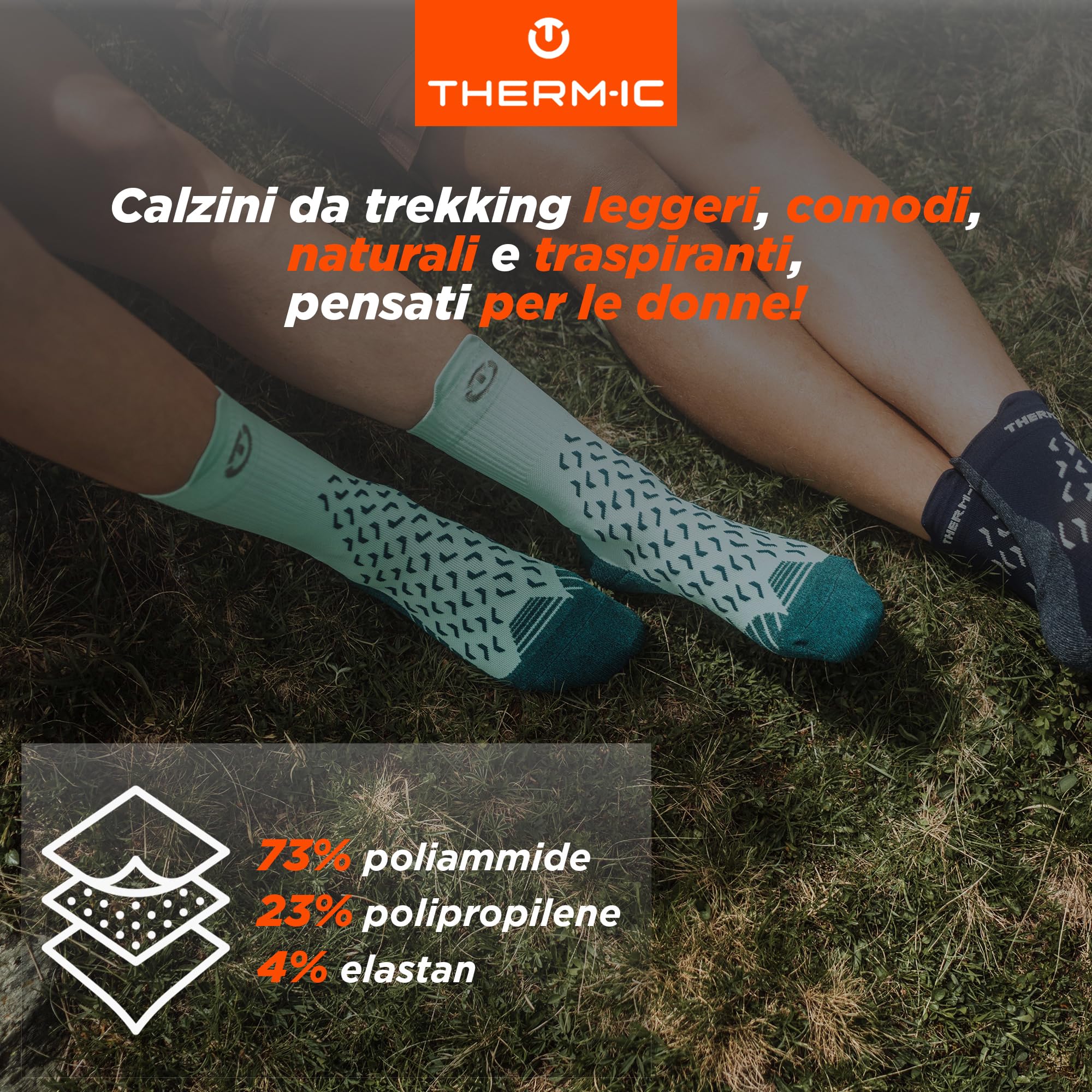 Therm-ic Calzini da trekking da donna, Sottili e Leggeri, Outdoor UltraCool Crew, Traspiranti e che allontanano l'umidità, Piedi sempre asciutti, 3 paia