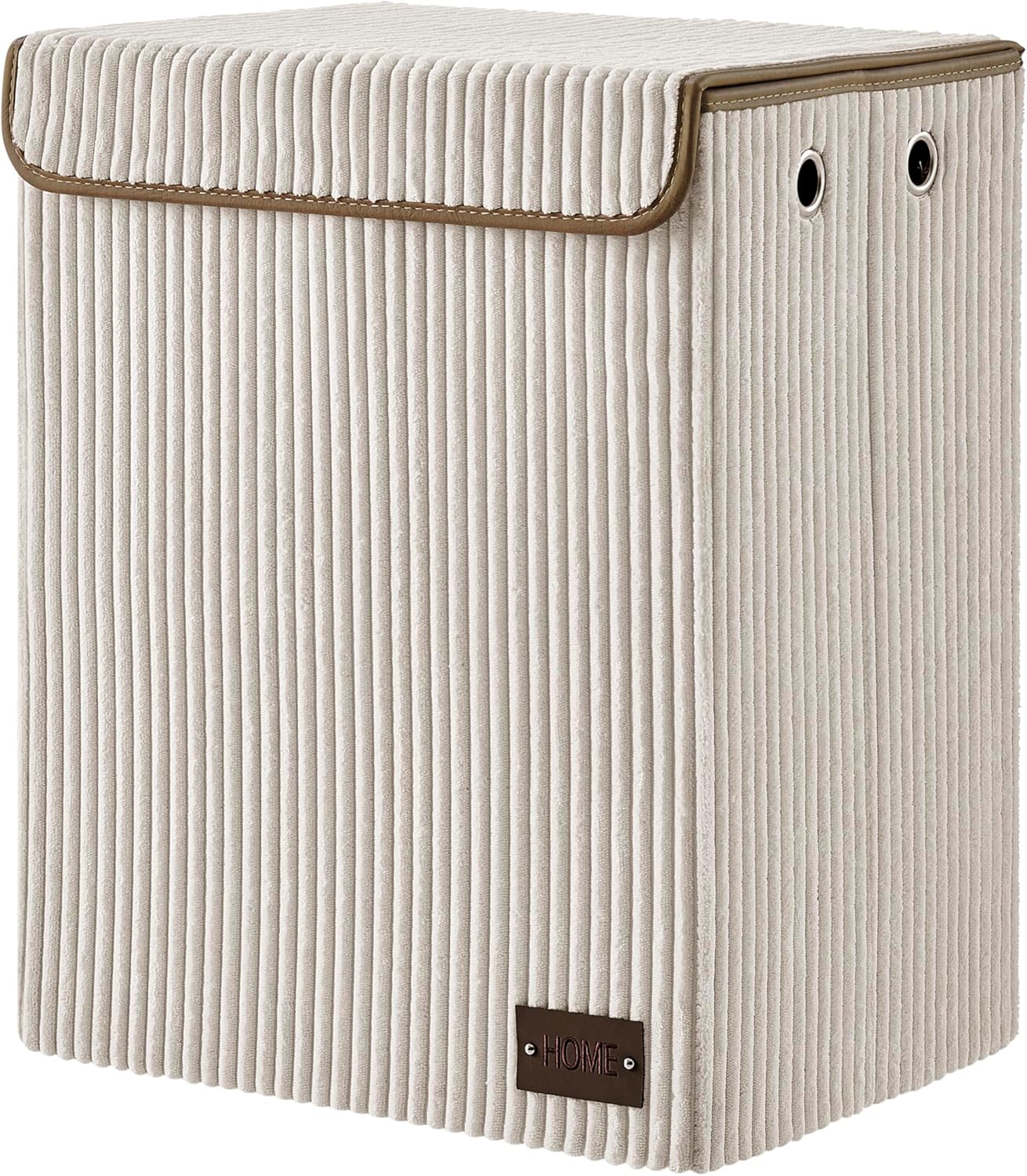 Collapsible Folding Low-Profile Laundry Hamper Toy Storage - Taupe Gray or Cream White (Cream White)
