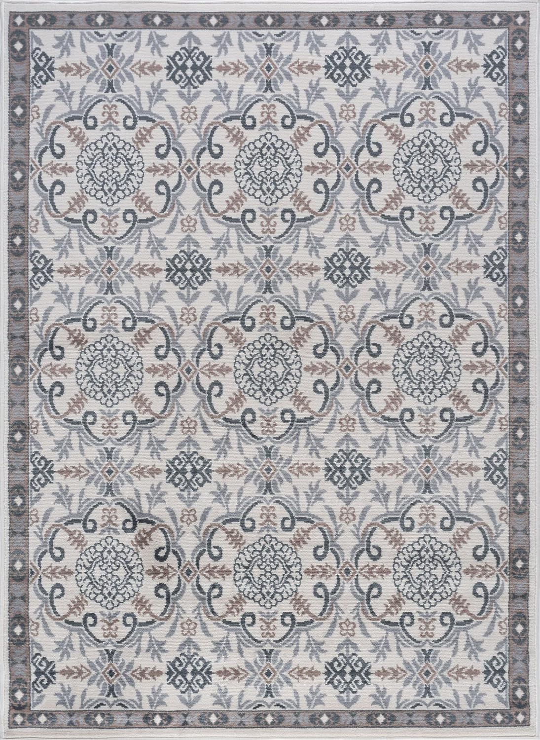Tayse Izel Cream 4x6 Area Rug - Area Rugs for Living Room Bedroom Dining Room Entryway Kitchen Bath Indoor Entry - Traditional Carpet - Alfombras para Salas | Beige, 3'11'' x 5'3''