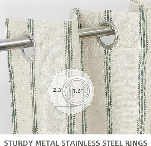 Vista 54 de DriftAway Cortinas opacas de mezcla de lino de 63 pulgadas de largo para dormitorio, cortinas de lino con estampado de rayas verticales, con Gris