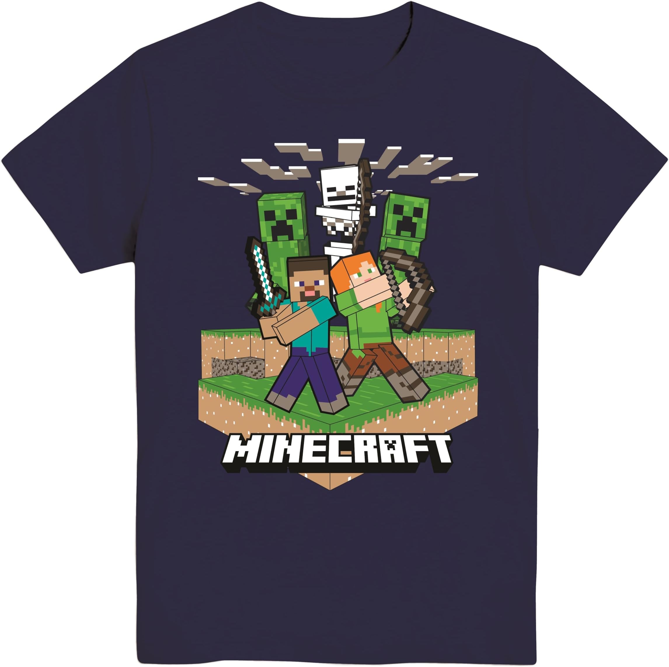 Minecraft Adventure Scene Big Boys Youth T-Shirt Licensed