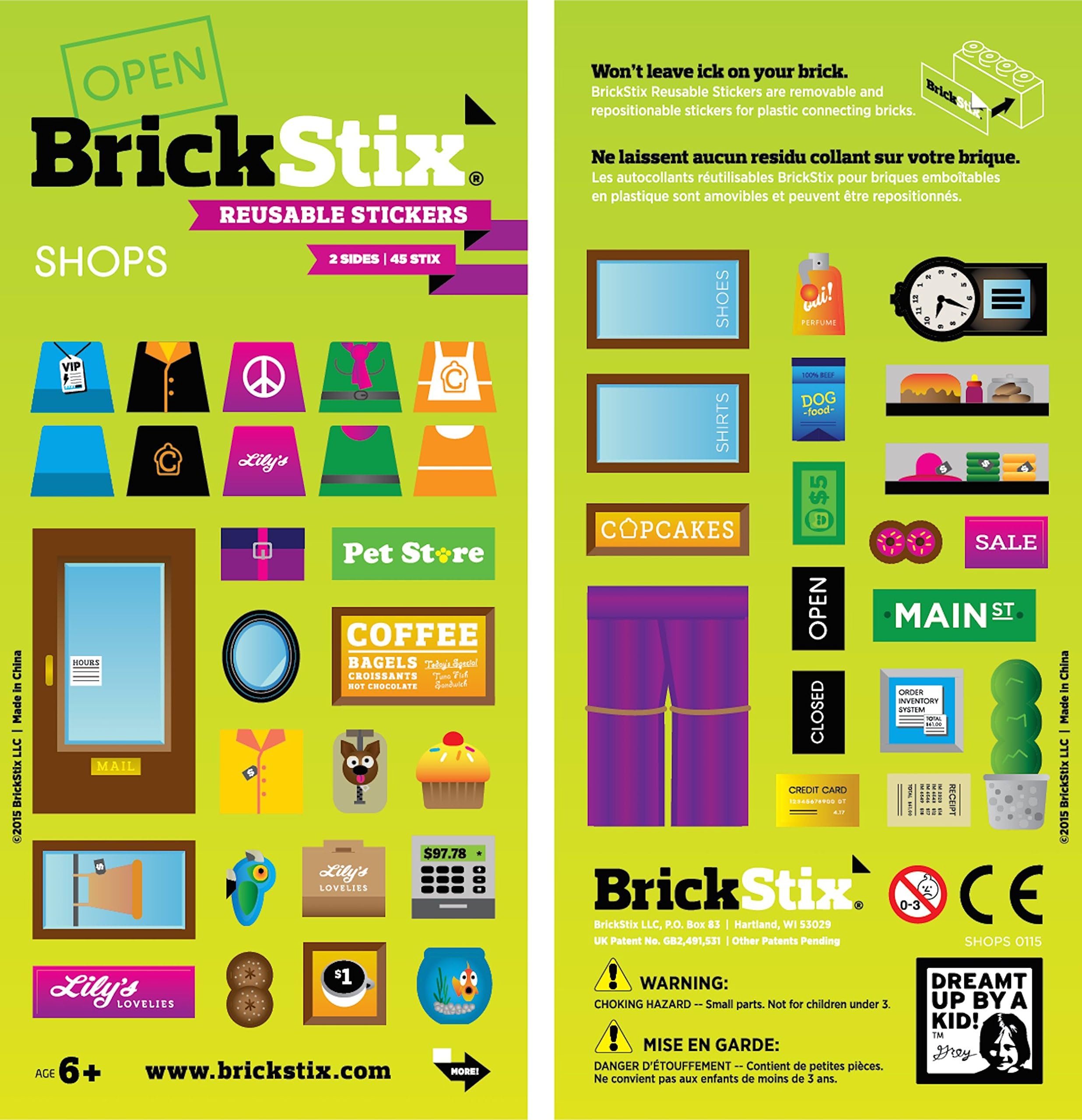 BrickStix Shops Reusable Stickers