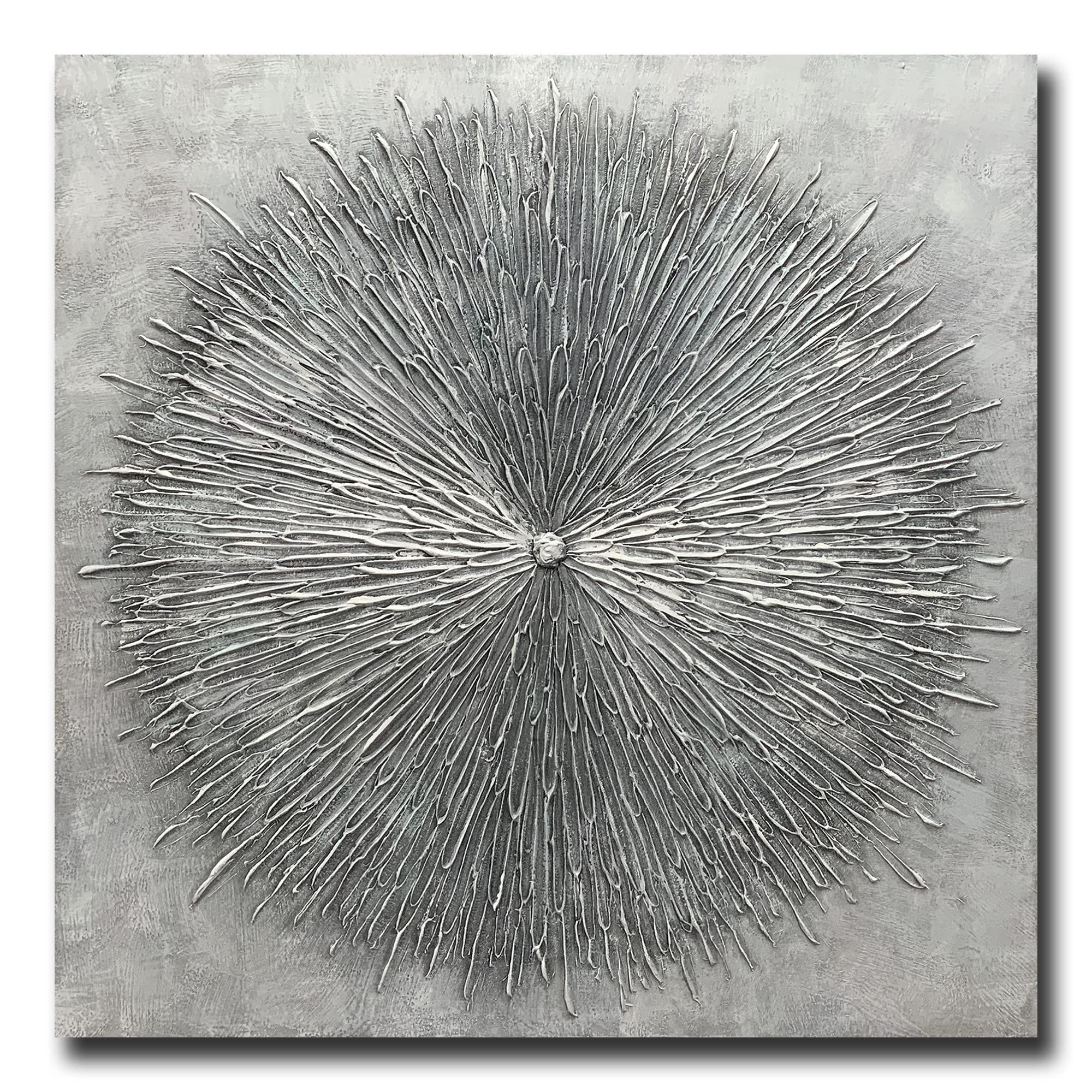 V-inspire Art,36x36 Inch Contemporary Hand Painted Abstract Canvas Wall Art Texture Grey 3D Paintings for Wall Decorations Wood Paintings for Living Room Bedroom Above Wall Decor Ready to Hang