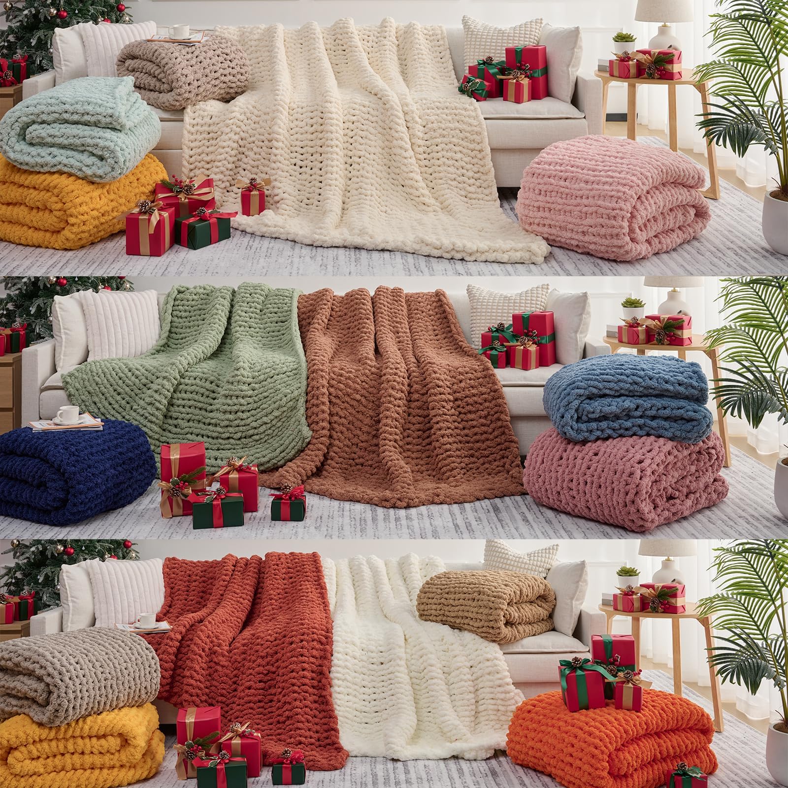 L'AGRATY Chunky-Strickdecke Rosa (150x200 cm), Weiche Chenille-Garn Wurfdecke, Handgemachte Zopfstrick-Decke, Kuschelige Häkeldecke für Sofa, Bett & Wohnkultur