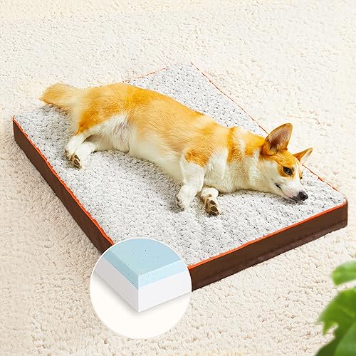 Figopage Cama ortopédica de espuma viscoelástica para perros grandes, cama impermeable para perros, alfombrilla lavable para mascotas con funda