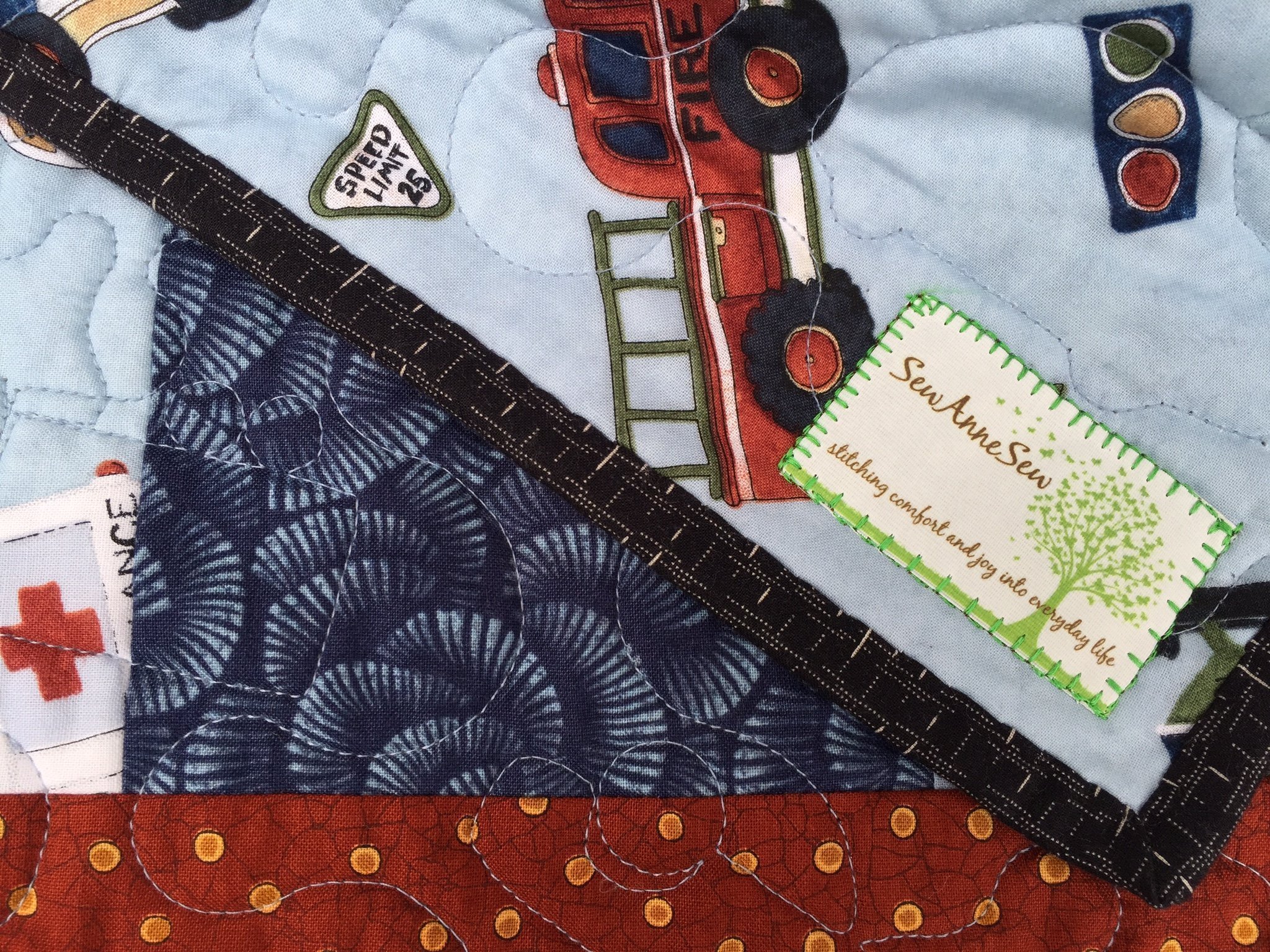 Emergency Vehicles Baby Quilt Modern Boy Patchwork Bedding