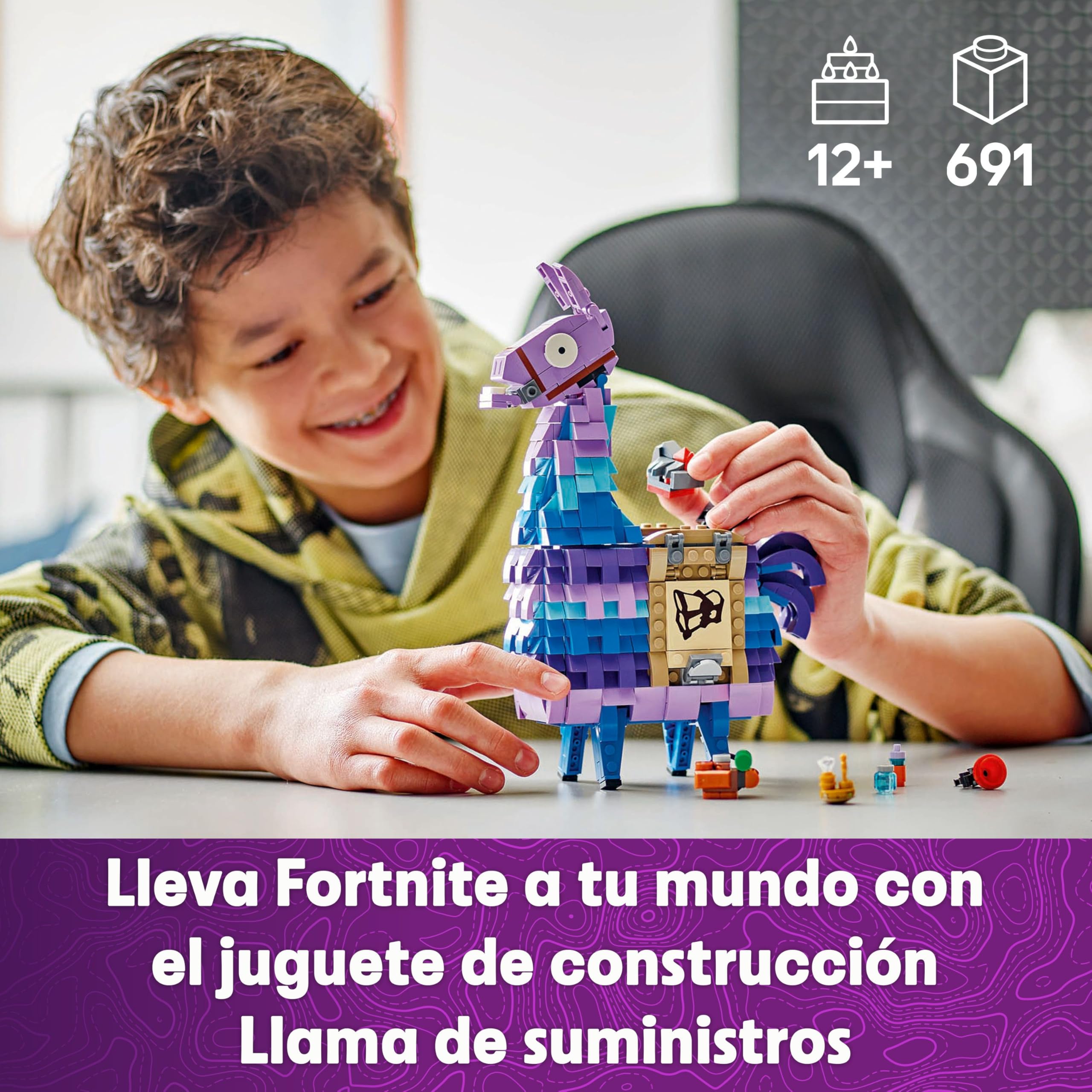 LEGO Fortnite Llama de Suministros - Figura Articulada de Personaje del Videojuego con Accesorios Inc. Zumo de Subidón - Regalo Gamer para Niños y Niñas de 12+ Años y Adolescentes 77071